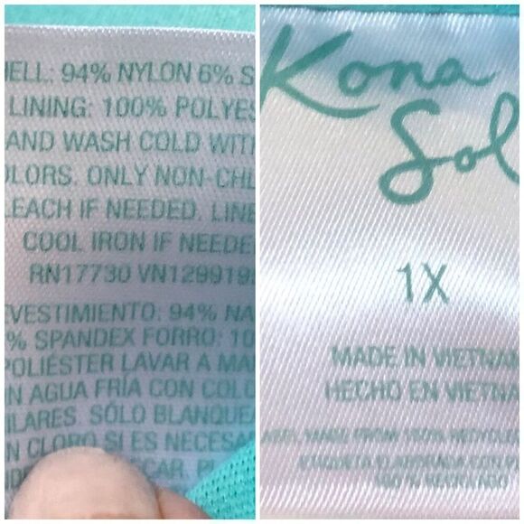 KONA SOL - NWT - L Sz 1X (16W - 18W) Terry-Textured Bandeau Bikini Top w/Binding - Picture 12 of 13